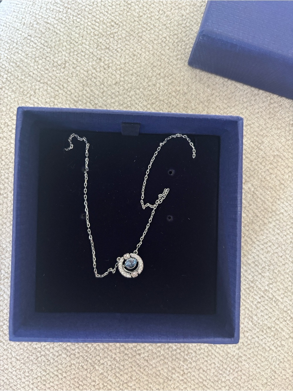 Swarovski Silver Necklace with Blue Center Crystal - Picture 6 of 6